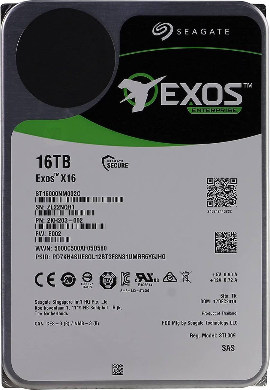 Seagate Exos X16 16TB Enterprise HDD 12Gb/s SAS 512e/4Kn 7200 RPM 256MB ...