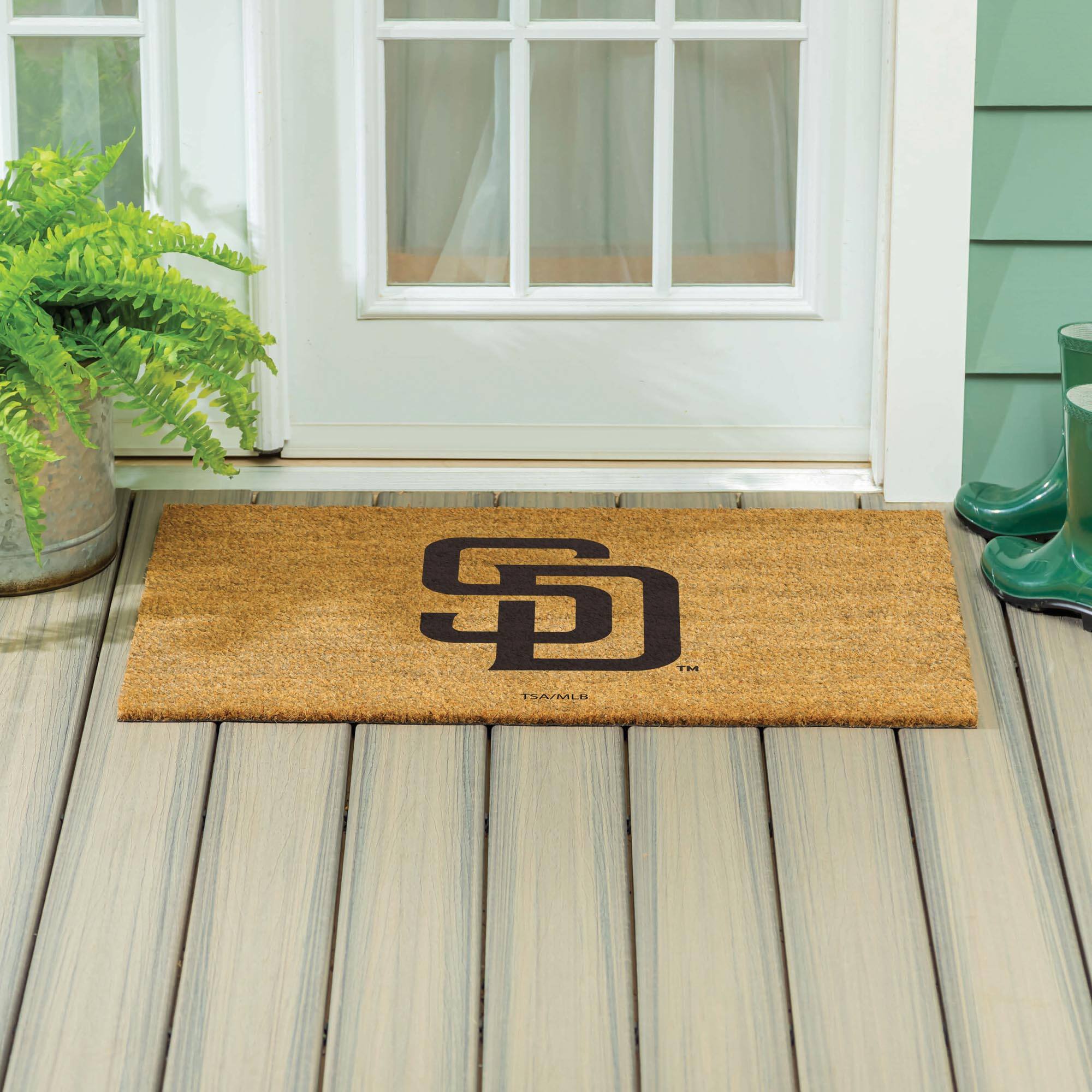Alt View 3. Evergreen Enterprises - San Diego Padres 24" x 36" Outdoor Team Logo Coir Mat - Brown.