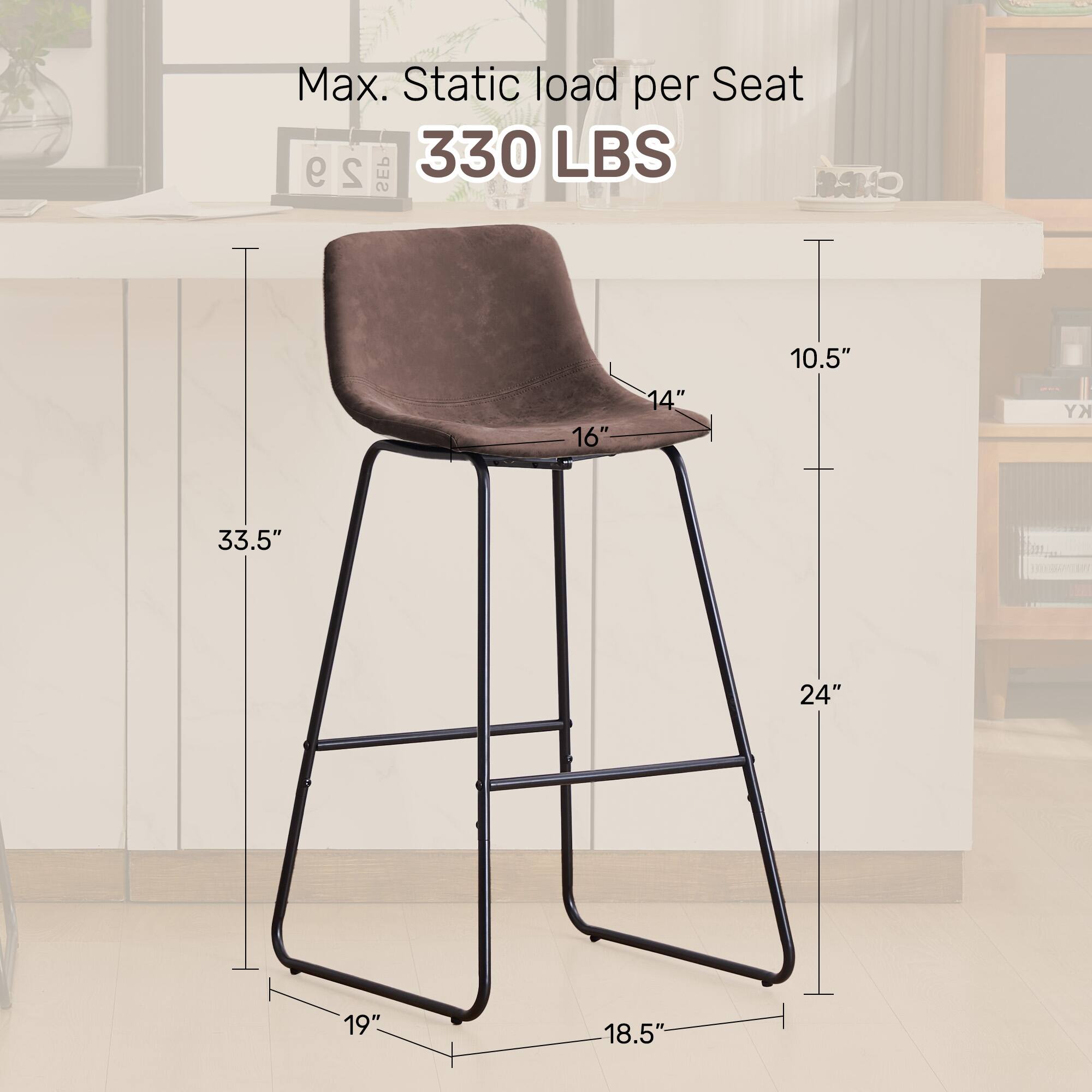 Max. Static load per Seat 330 LBS

KY 16" 14" 10.5"

RA 33.5" 24" 19" 18.5"
