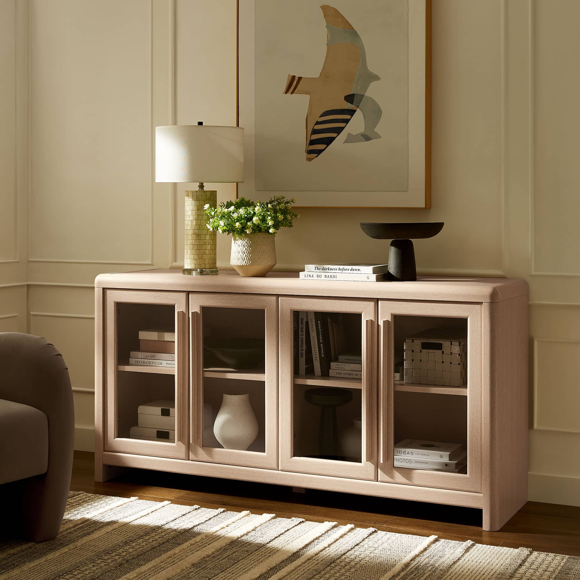 Evren 4-Door Sideboard Storage Display Cabinet by Modway - Ash