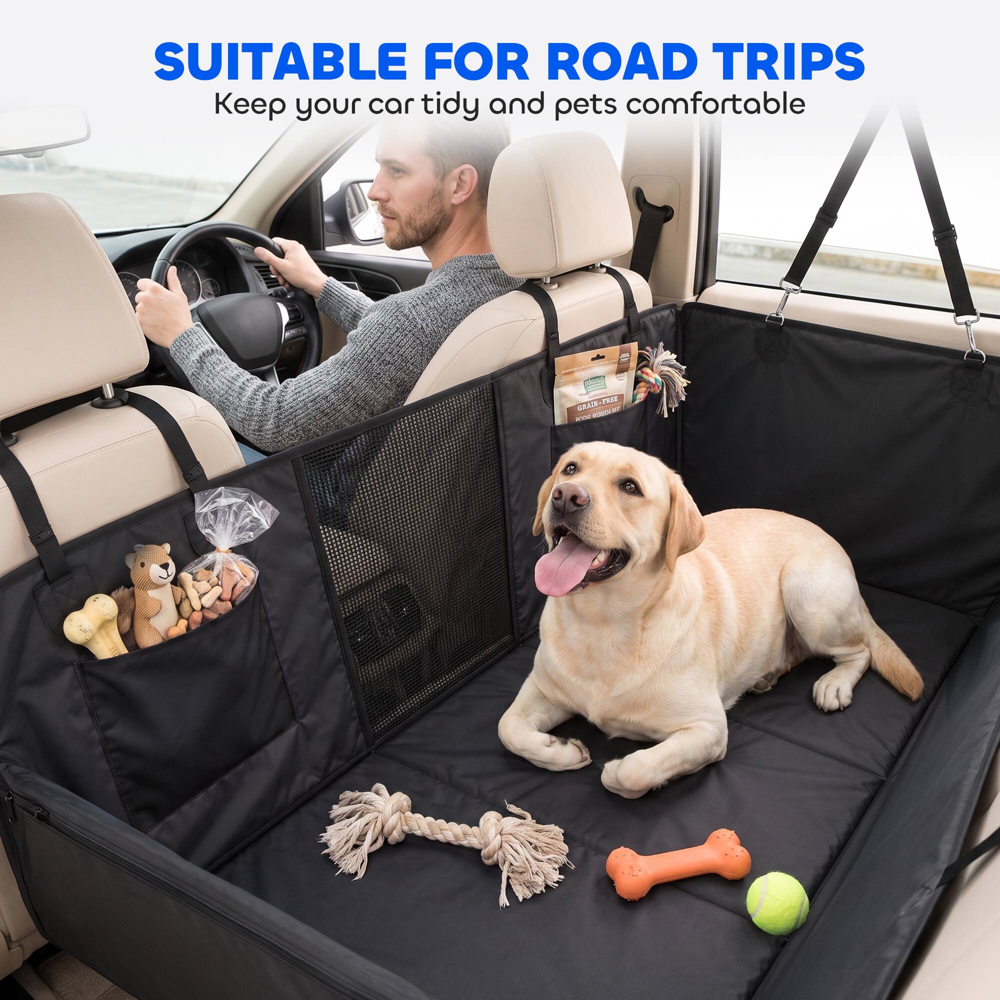 SUITABLE FOR ROAD TRIPS  
Keep your car tidy and pets comfortable