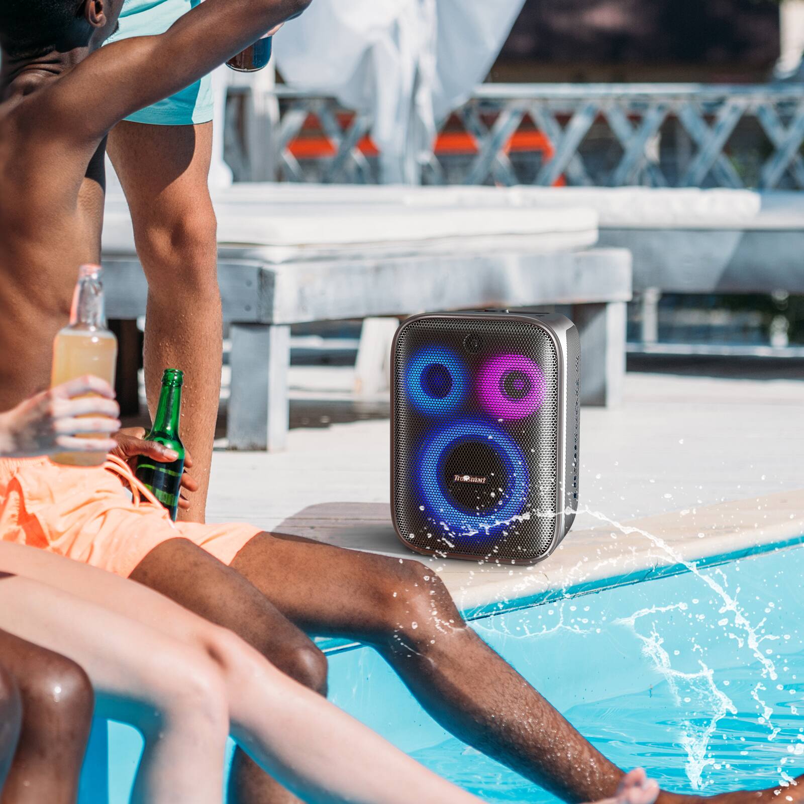 Alt View 13. Tronsmart - Halo 200 Portable Party Speaker, 3-Way 120W Sound, 108dB Loud, Dynamic Light Show, 18H Playtime, Splash Proof, Custom EQ - Black.