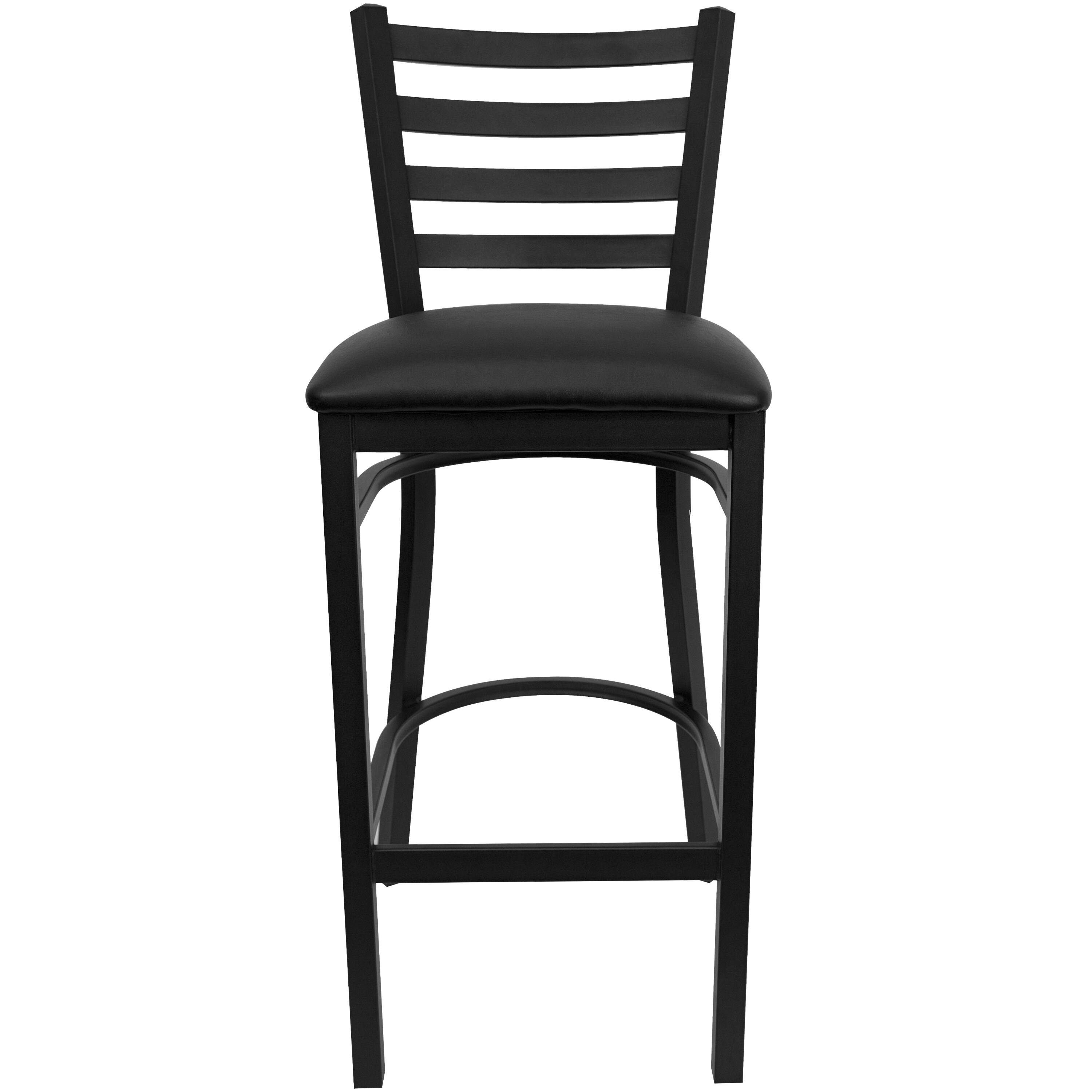 Alt View 11. Alamont Home - Hercules Black Ladder Back Metal Restaurant Barstool - Black Vinyl Seat - Black Vinyl Seat/Black Metal Frame.