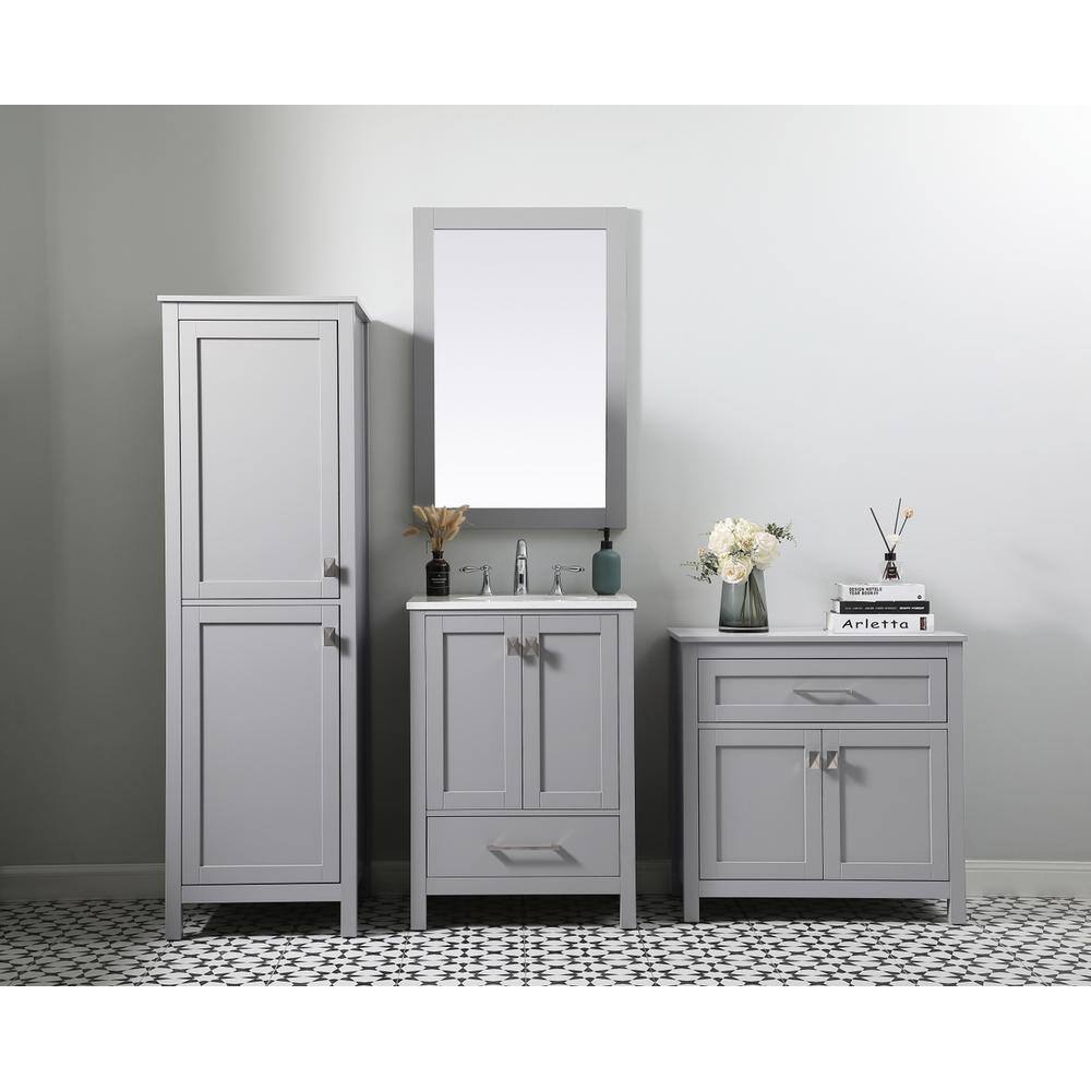 Alt View 8. Elegant Kitchen and Bath - 30 Inch Wide Bathroom Storage Freestanding Cabinet In Grey - Grey.