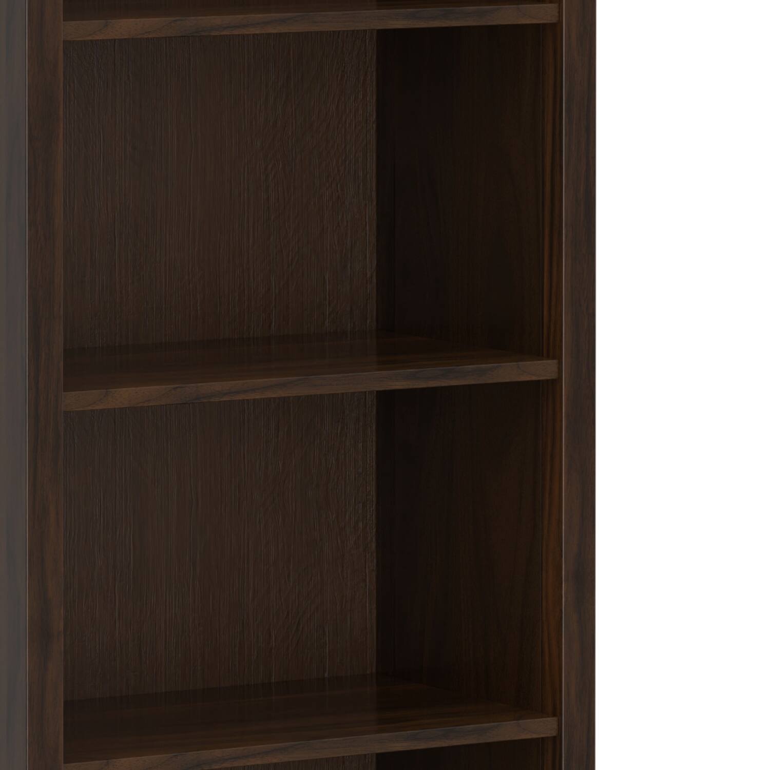 Alt View 5. Simpli Home - Warm Shaker 72 inch Tall Solid Wood 5 Shelf Bookcase in Tobacco Brown - Tobacco Brown.