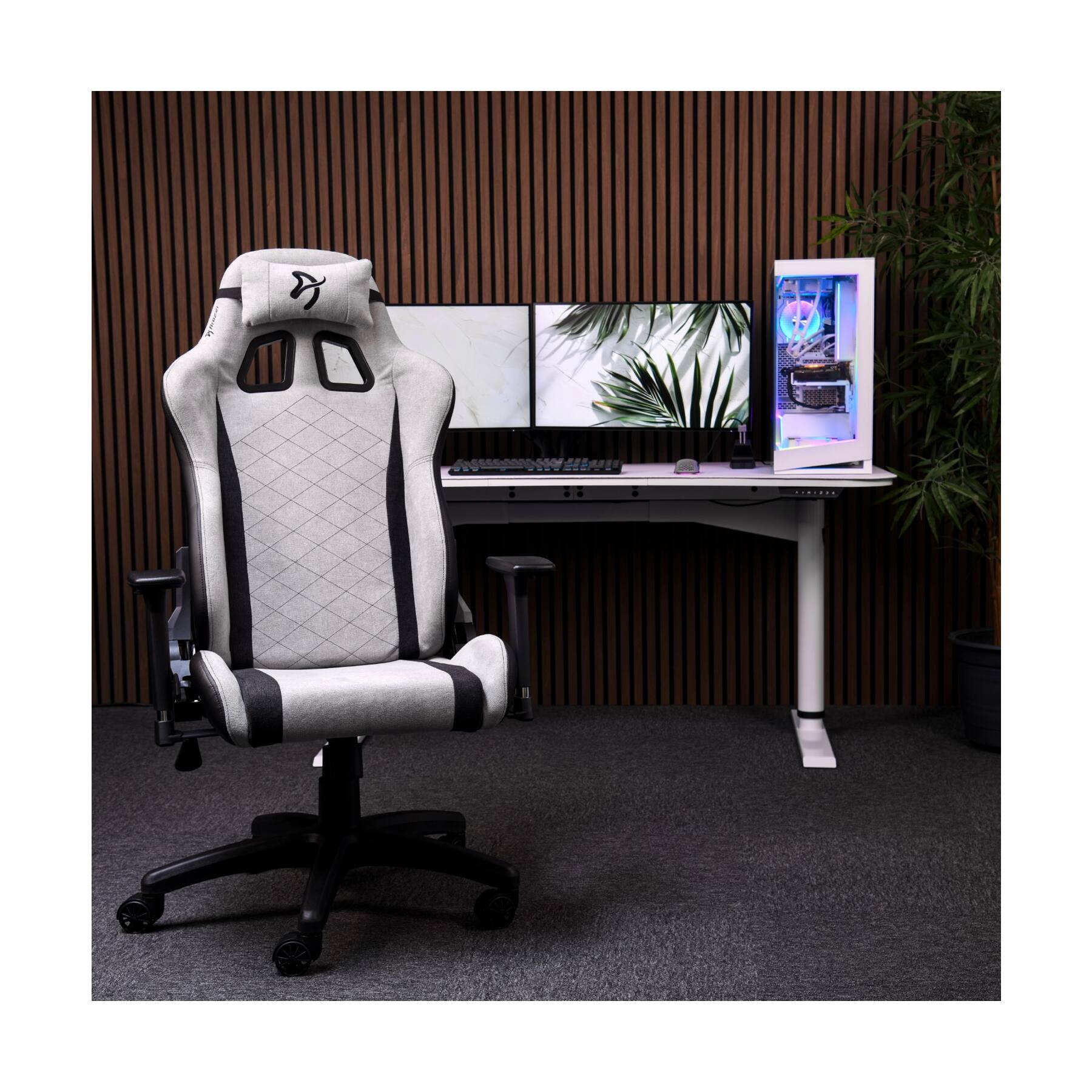 Alt View 3. Arozzi - Arozzi Avanti Soft Fabric Ergonomic Gaming Chair – Light Grey – Cold Cured Molded Foam with Reclining Steel Frame - Light Grey.