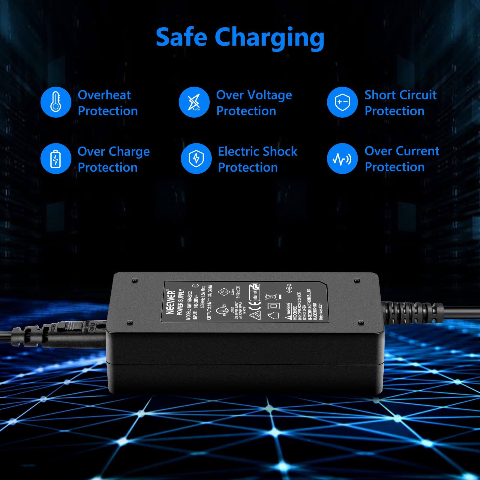 Safe Charging  
- Overheat Protection  
- Over Voltage Protection  
- Short Circuit Protection  
- Over Charge Protection  
- Electric Shock Protection  
- Over Current Protection  

NEENER  
62  
POWER WOOL  
JAN  
RAIN  
ATLICRNLU  
100