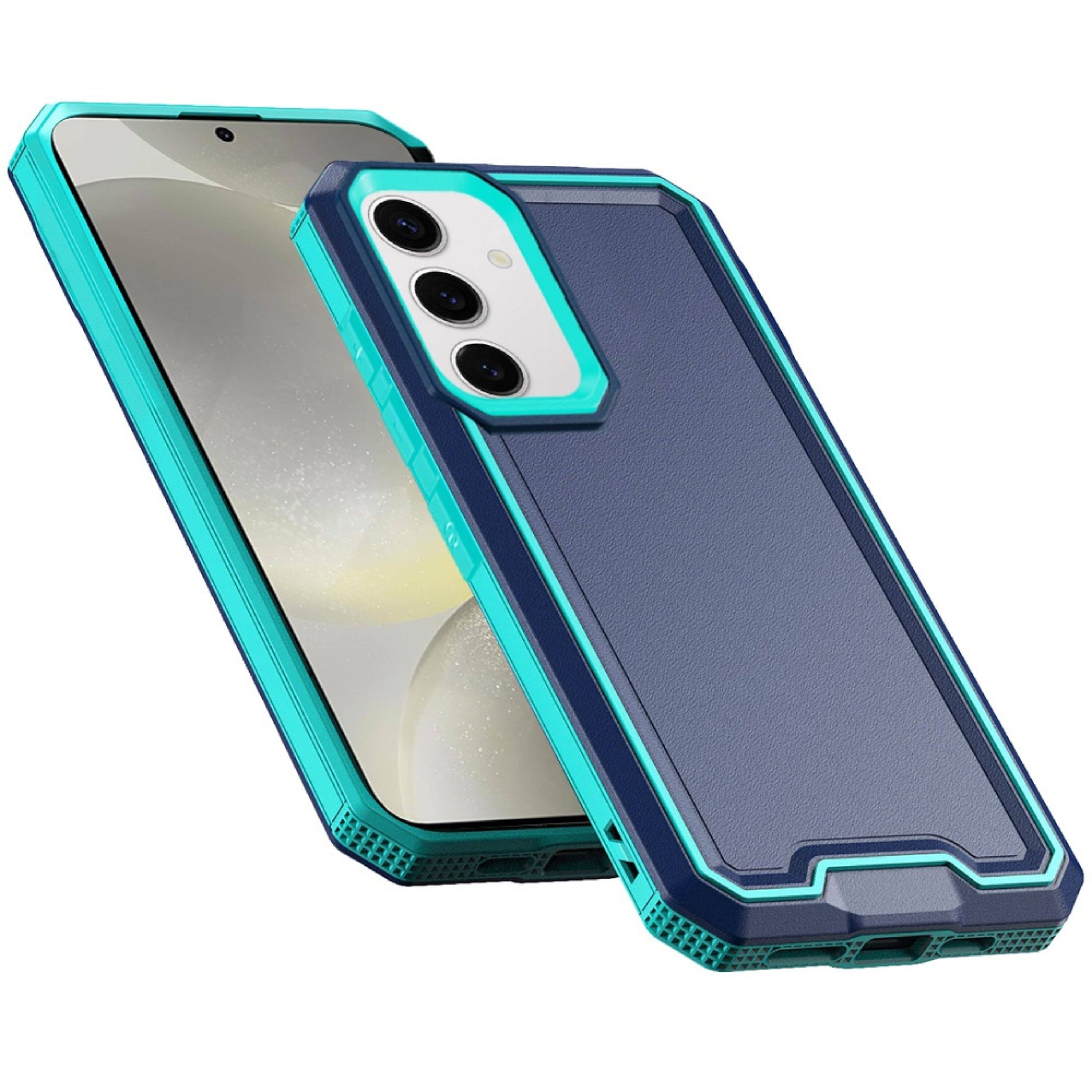 Angle. Kitcheniva - Rugged Strong Fused Hybrid Cover Plus Tempered Glass For Samsung S25 Plus/S24 Plus Blue - Blue.