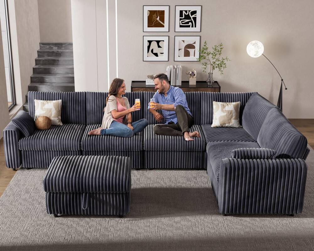 Alt View 4. Dyonery - 161.5" Extra Large Modular Sectional Sofa , Modern Oversized L Shaped Sectional Couch , Tool-Free Assembly - Grey.