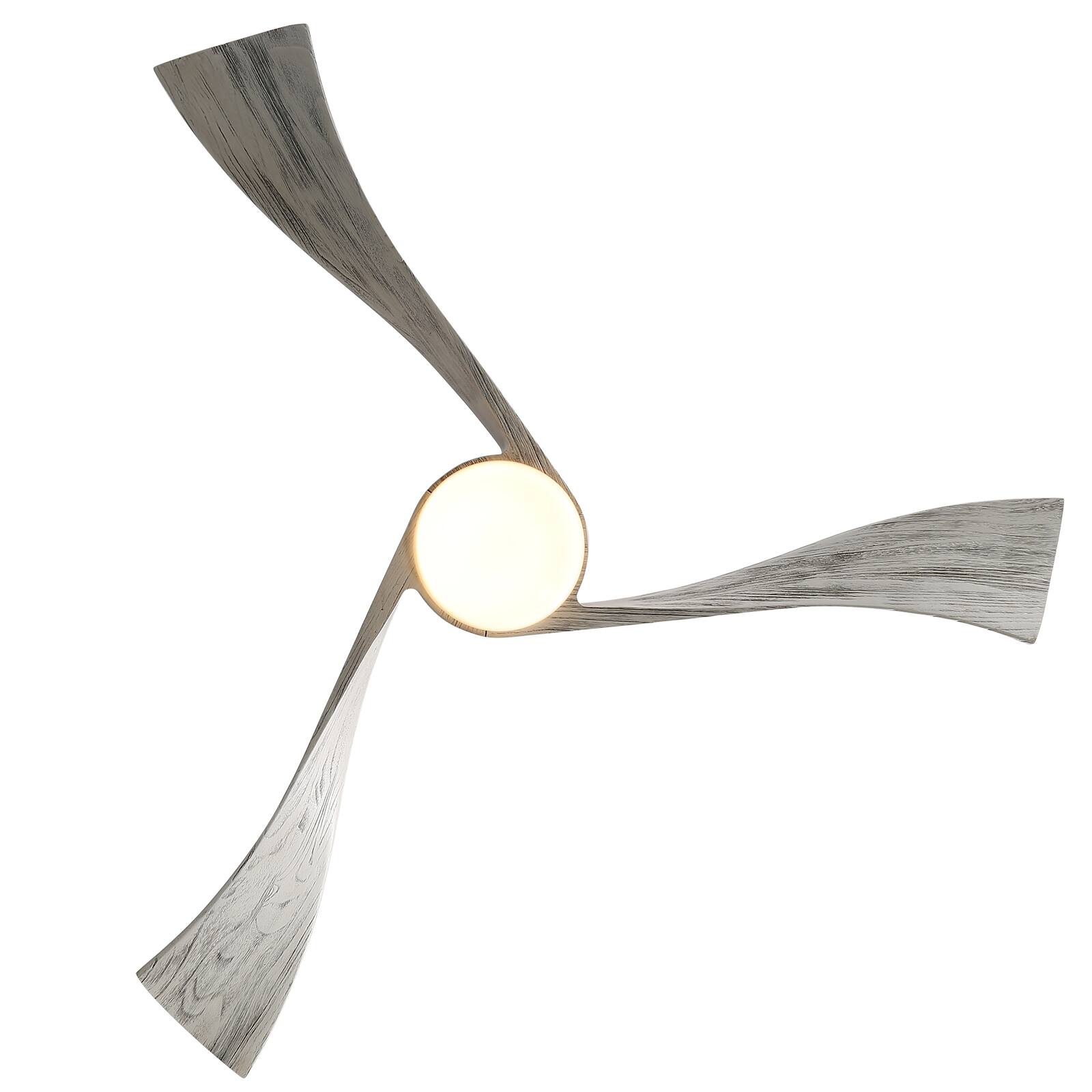 Back. Sofucor - 52'' Curved Solid Wood Ceiling Fan with LED Light and Remote Dimmable 6 Speeds/Quiet DC Grey Wood Bedroom Ceiling Fan - Nickel Grey Wood.