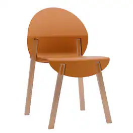 Mondawe - 4-Pack Crimson Chairs – Red Oak Wood Legs & PP Seat - Orange