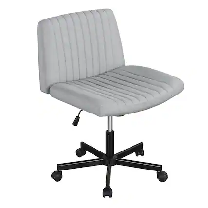 Front. Gymax - Gymax Criss Cross Chair No Wheels w/Soft-Padded Wide Seat Adjustable Height Modern Gray - Gray, Black.