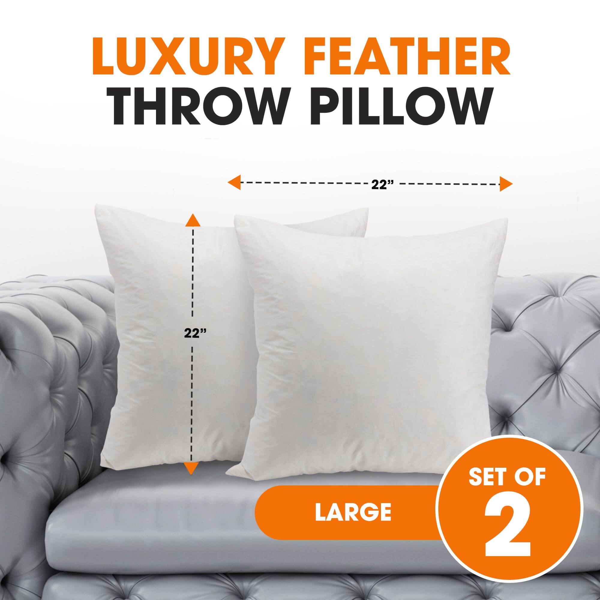 LUXURY FEATHER THROW PILLOW  
22" x 22"  
LARGE  
SET OF 2