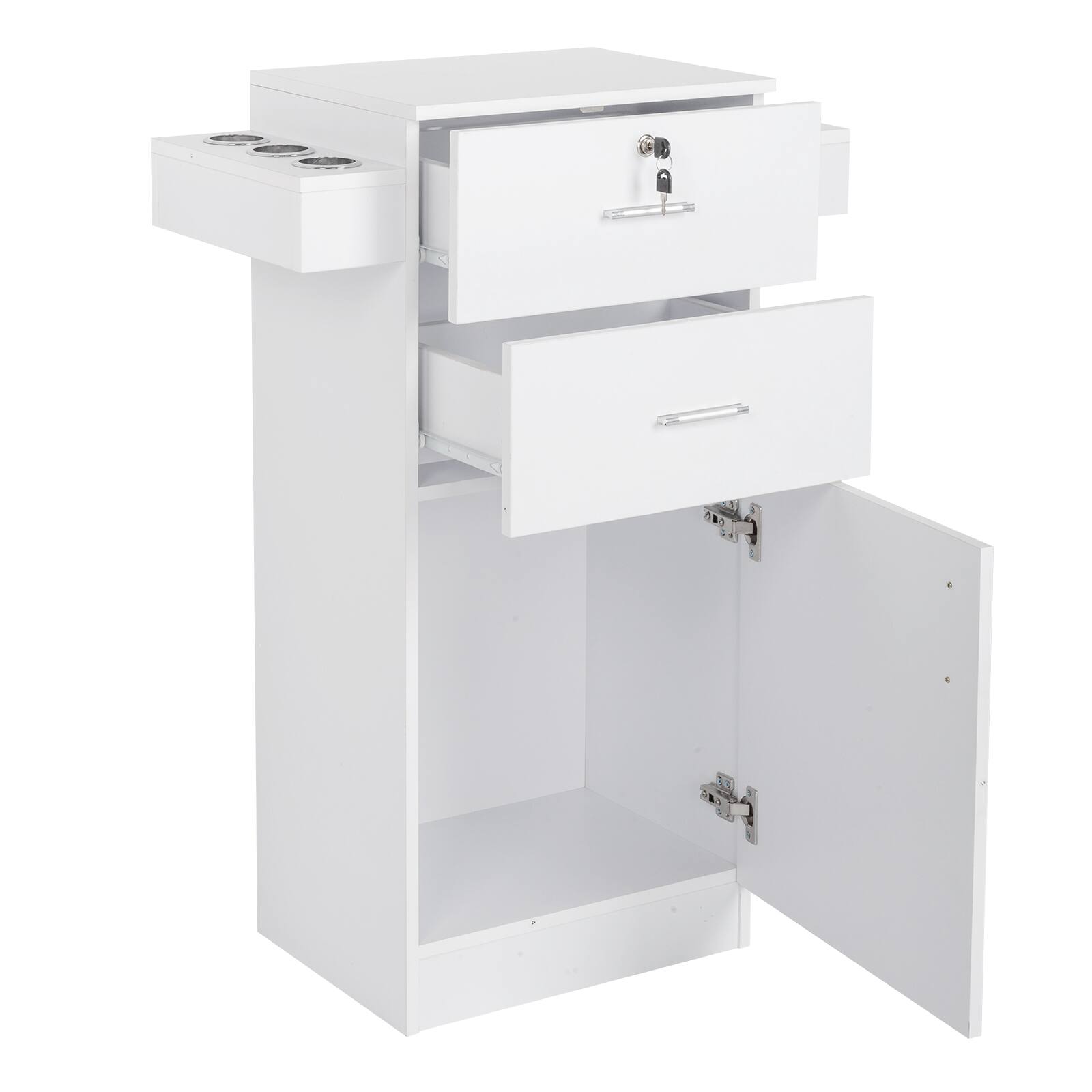 Alt View 4. Winado - Salon Station Barber Storage Cabinet with 2 drawers & Cabinet & 6 Hair Dryer Holders for Hair Styling Makeup Beauty Spa - White.