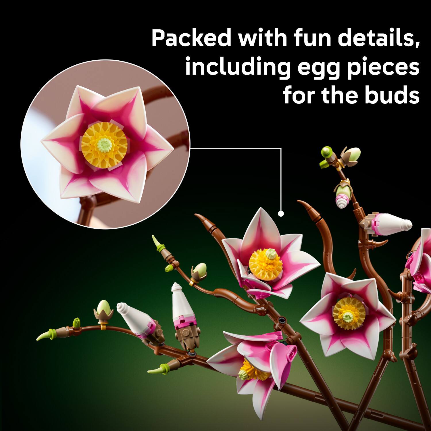 Packed with fun details, including egg pieces for the buds