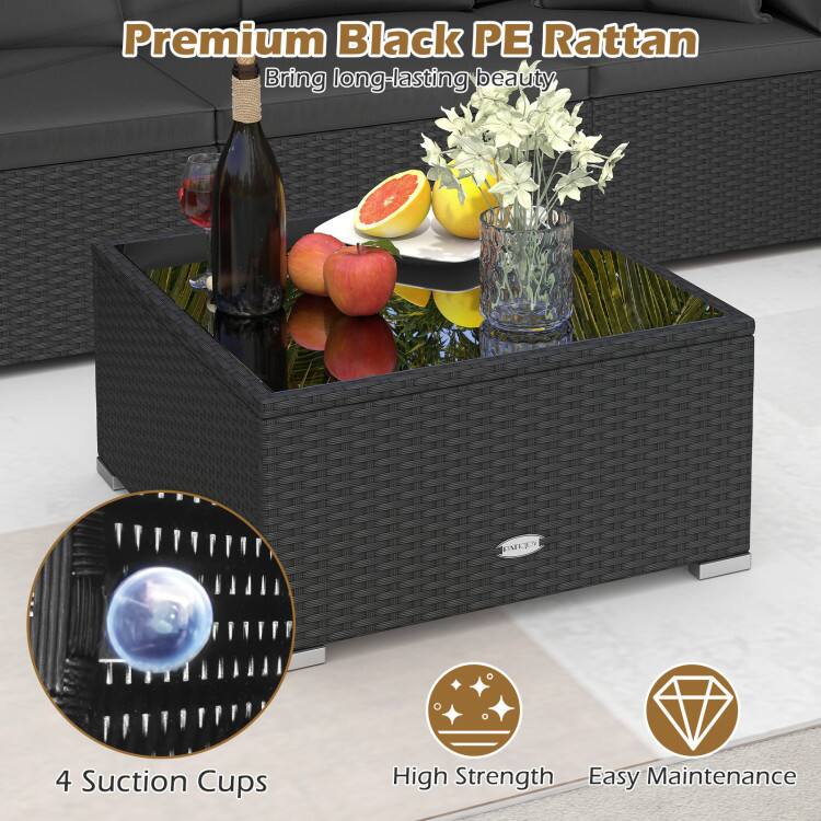 Premium Black PE Rattan  
Bring long-lasting beauty  

4 Suction Cups  
High Strength  
Easy Maintenance