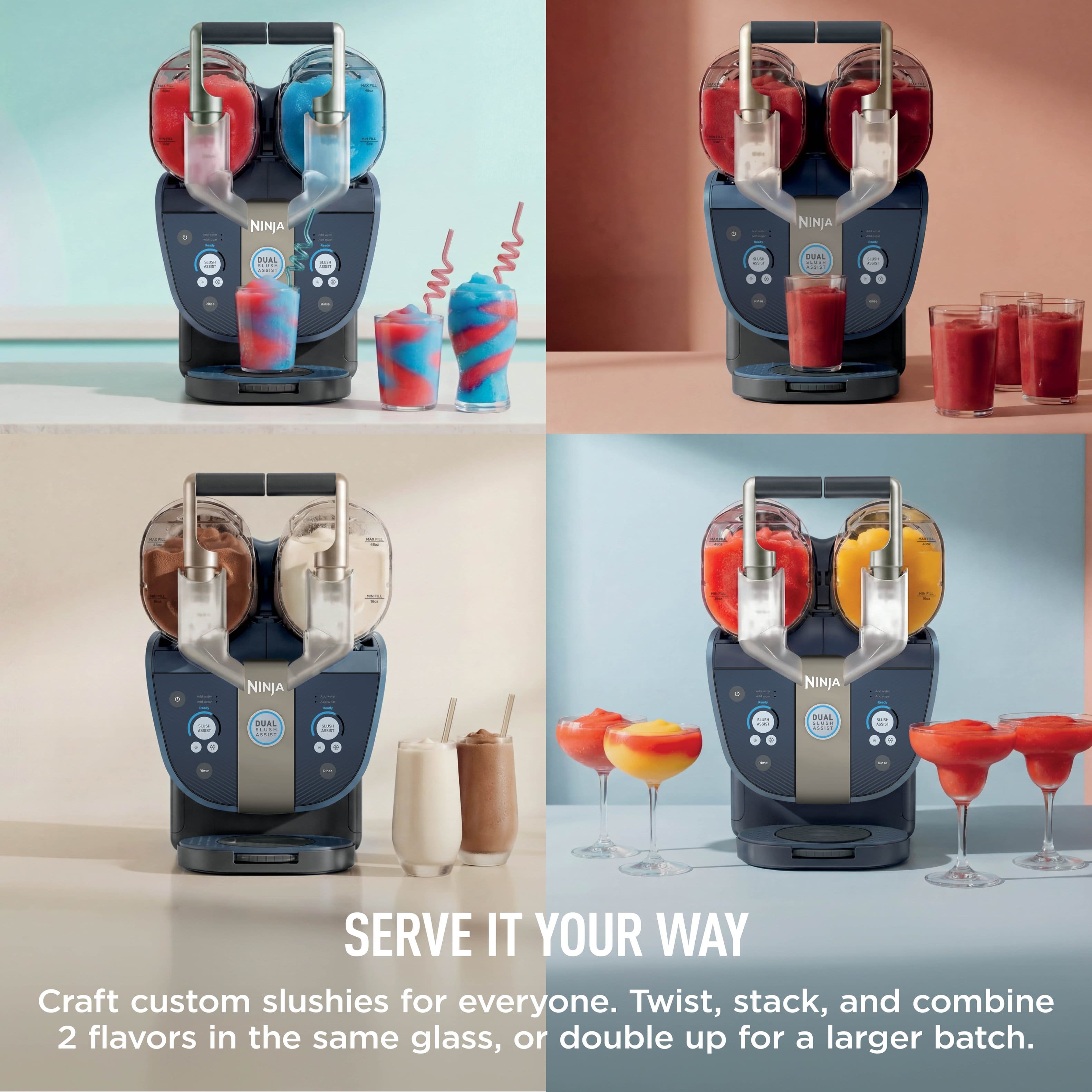 Ninja SLUSHi Twist Smart Frozen Drink Maker, 144 oz Blue FS701BL