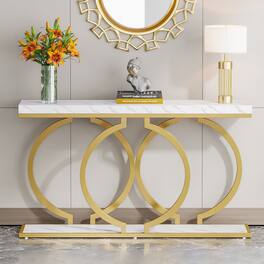 Tribesigns - Console Table with Engineered Wood Construction and Easy-Clean Surface for Entryway and Hallway - Gold