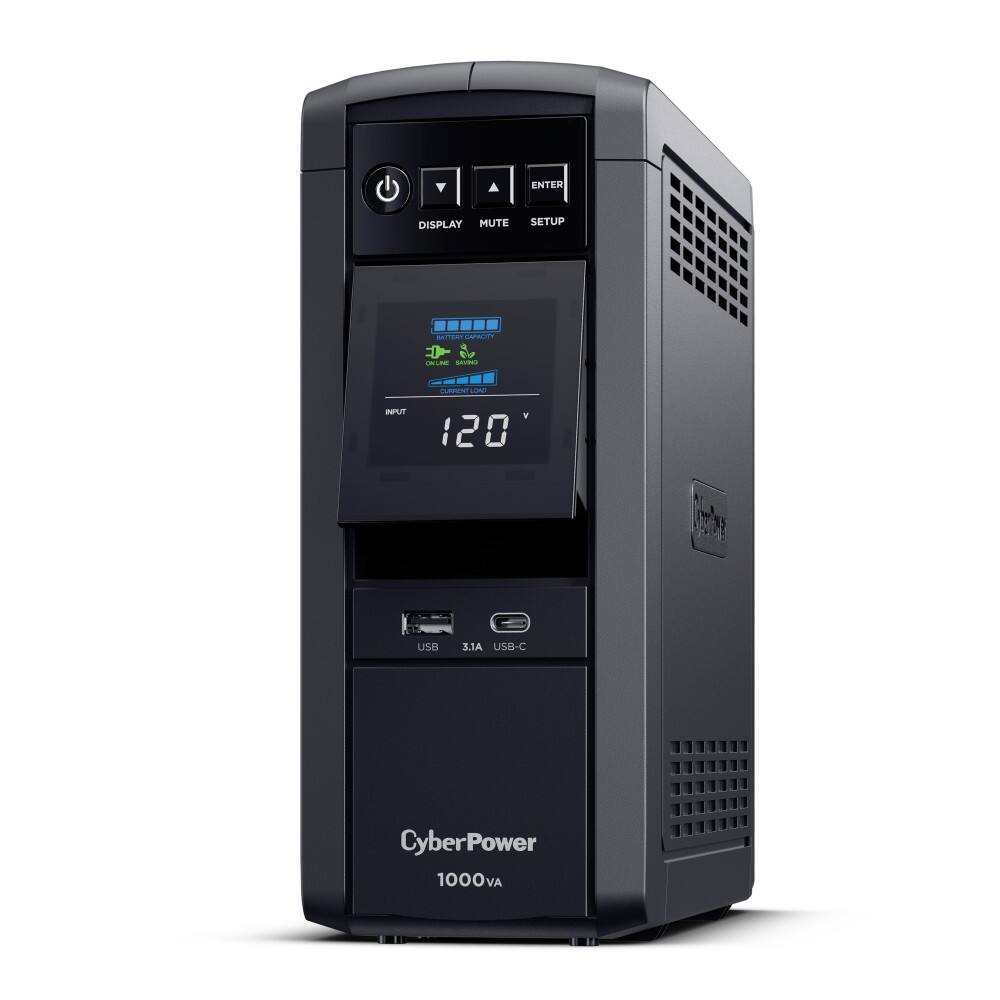 ENTER DISPLAY MUTE SETUP

120

USB 3.1A USB-C

CyberPower 1000VA