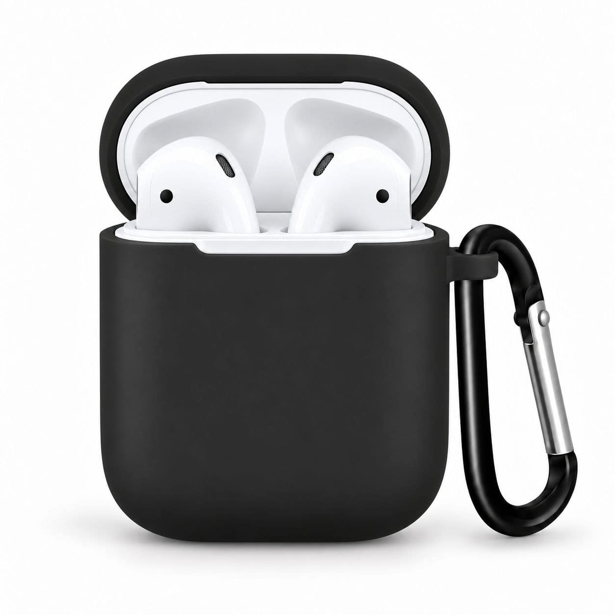 Entronix - AirPods 1st/2nd Gen Case - Soft-Touch Liquid Silicone for Ultimate Protection - Black