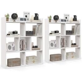Costway - 2 PCS 7-cube Bookcase Open Storage Shelf with Anti-tipping Kits for Living Room - White