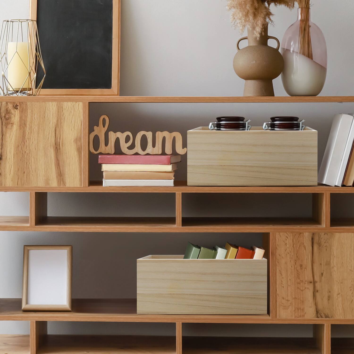 Alt View 4. Sorbus - Sorbus 2 Pack Unfinished Wood Crates - Organizer Bins, Wooden Box for Pantry Organizer Storage, Closet, Arts & Crafts - Brown.