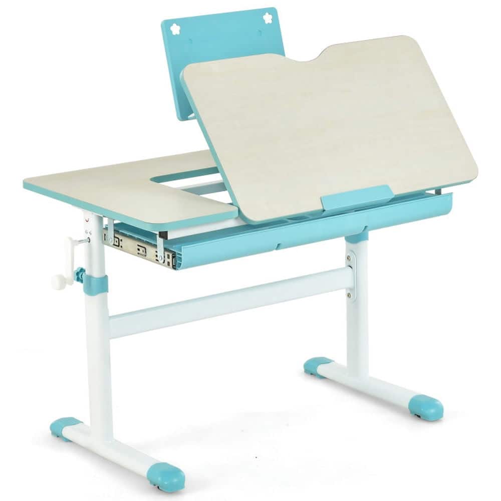Kadyn - Height-Adjustable Kids Desk with Tilt Desktop and Book Stand- Small Folding Table for Arts & Crafts, Snack Time - Blue