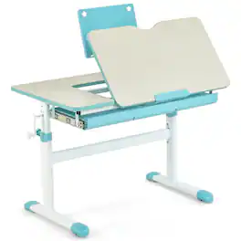 Kadyn - Height-Adjustable Kids Desk with Tilt Desktop and Book Stand- Small Folding Table for Arts & Crafts, Snack Time - Blue