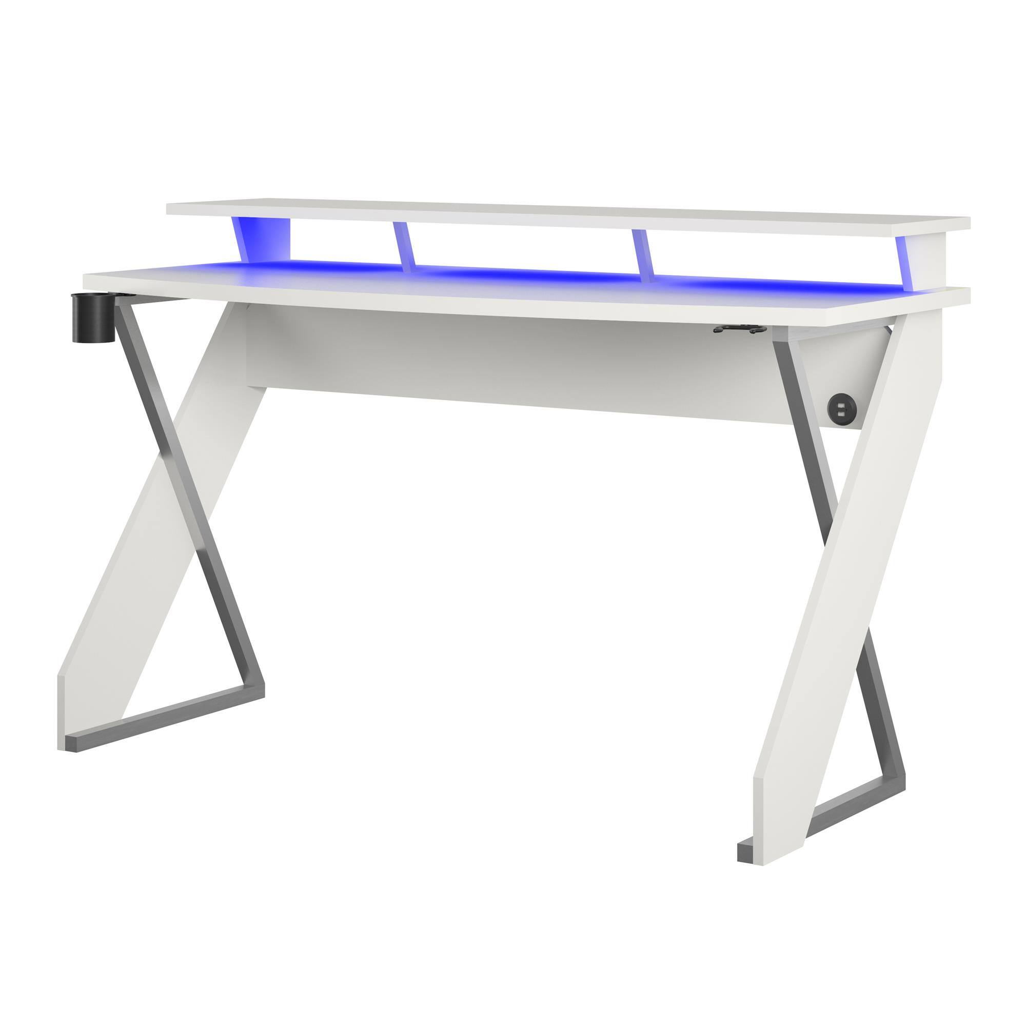 Front. APRILSOUL - Xtreme Gaming Desk with Riser White - White.
