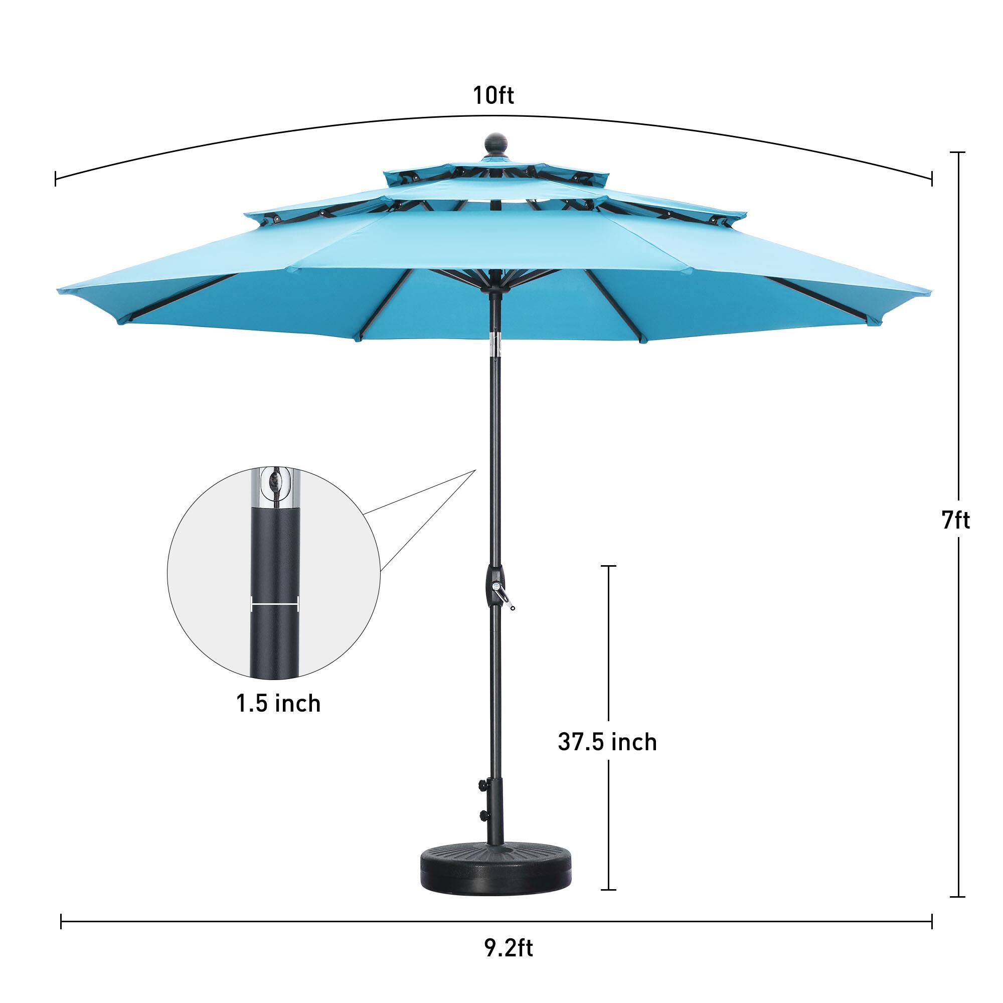 10ft, 7ft, 1.5 inch, 37.5 inch, 9.2ft
