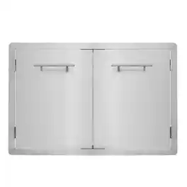 AdirHome - 33" Stainless Steel Double Face Grill Double Access Door Panel with Towel Holder - Silver