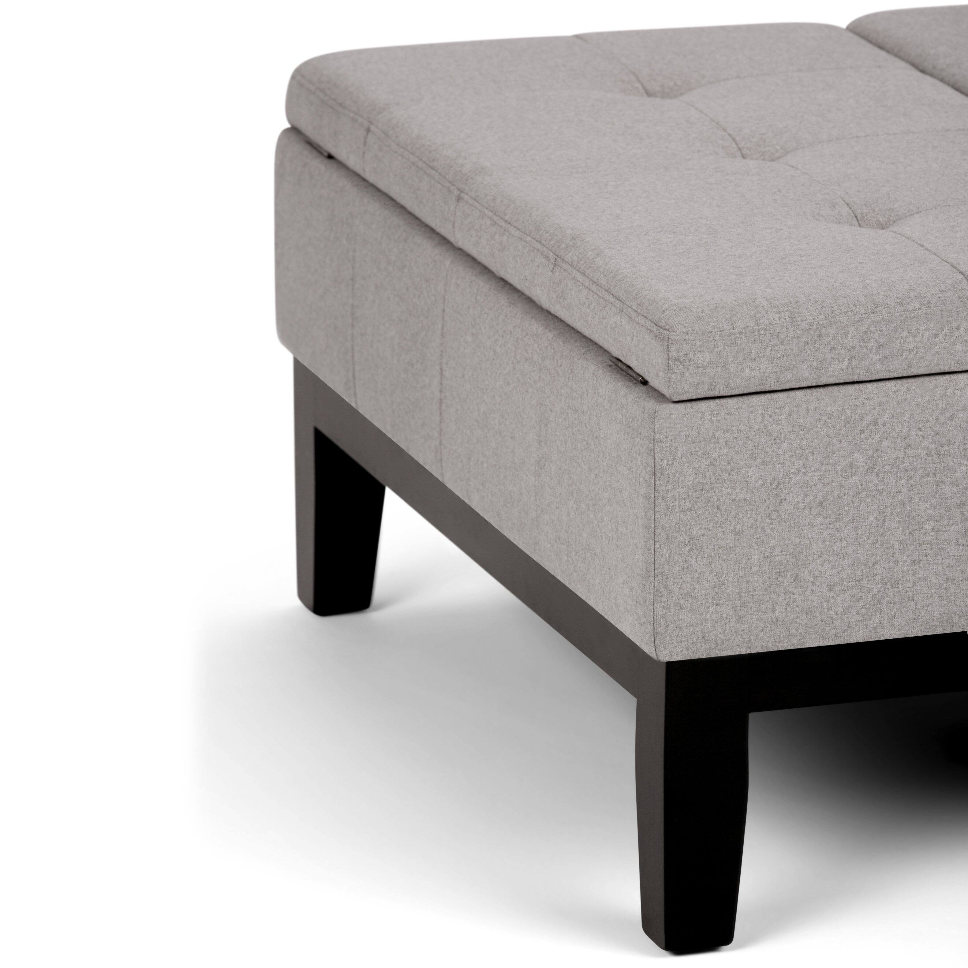 Alt View 13. Simpli Home - Dover 36 inch Wide Contemporary Square Coffee Table Storage Ottoman - Gray Cloud.