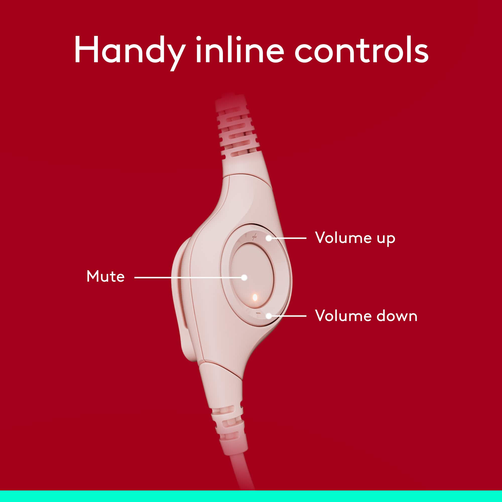 Handy inline controls: Volume up, Mute, Volume down.