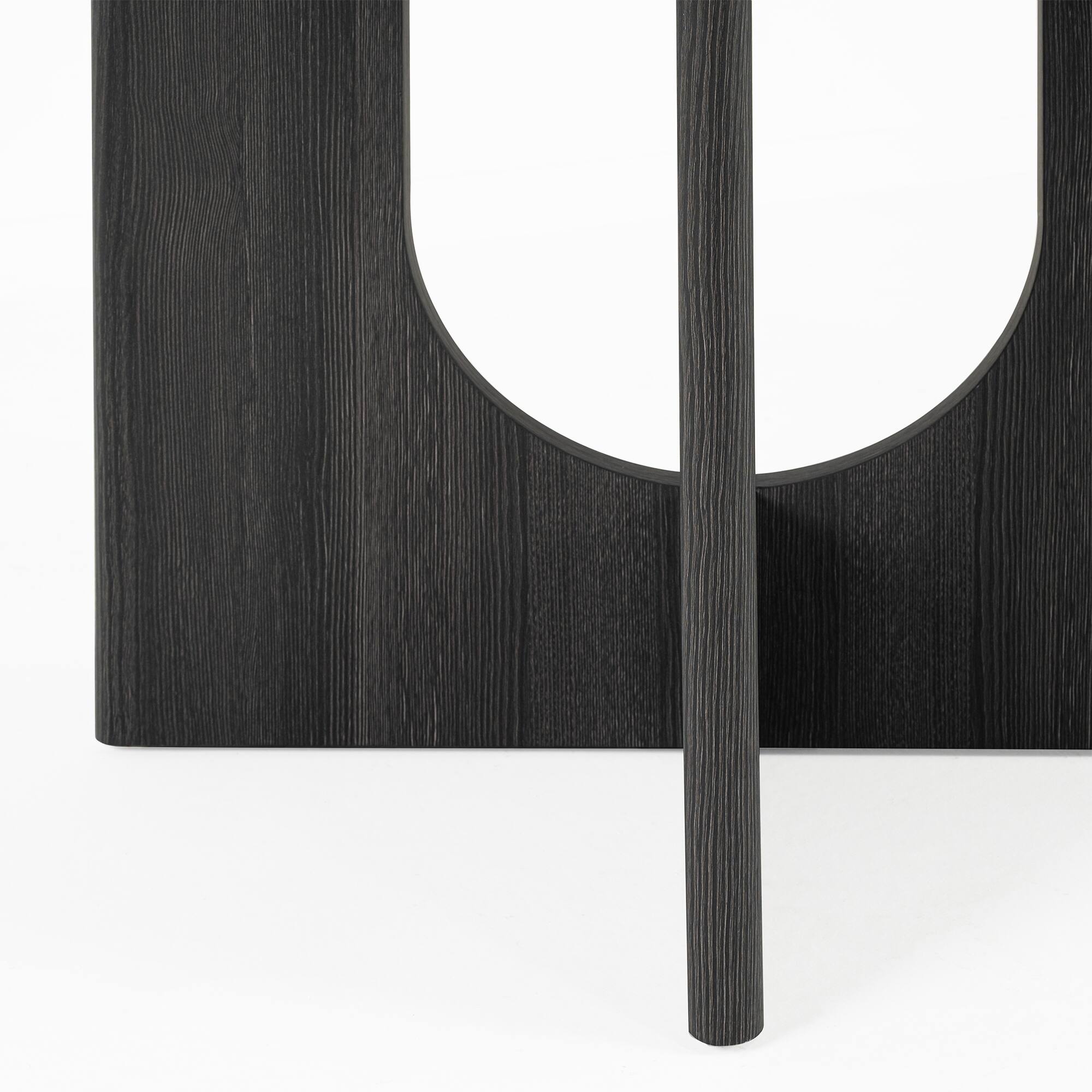 Alt View 6. Vaczon - Round Dining Room Table with U-Shaped Pedestal Base, Transitional Style Table for Apartment Kitchen & Home Dining - Gray.