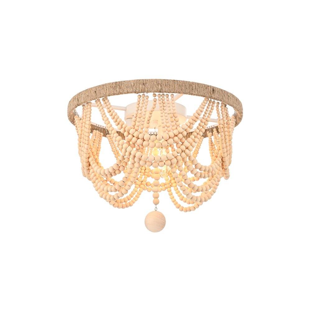 Back. Living District - Jolie 16 Inch Beaded Flush Mount Ceiling Light In Beige - Beige.