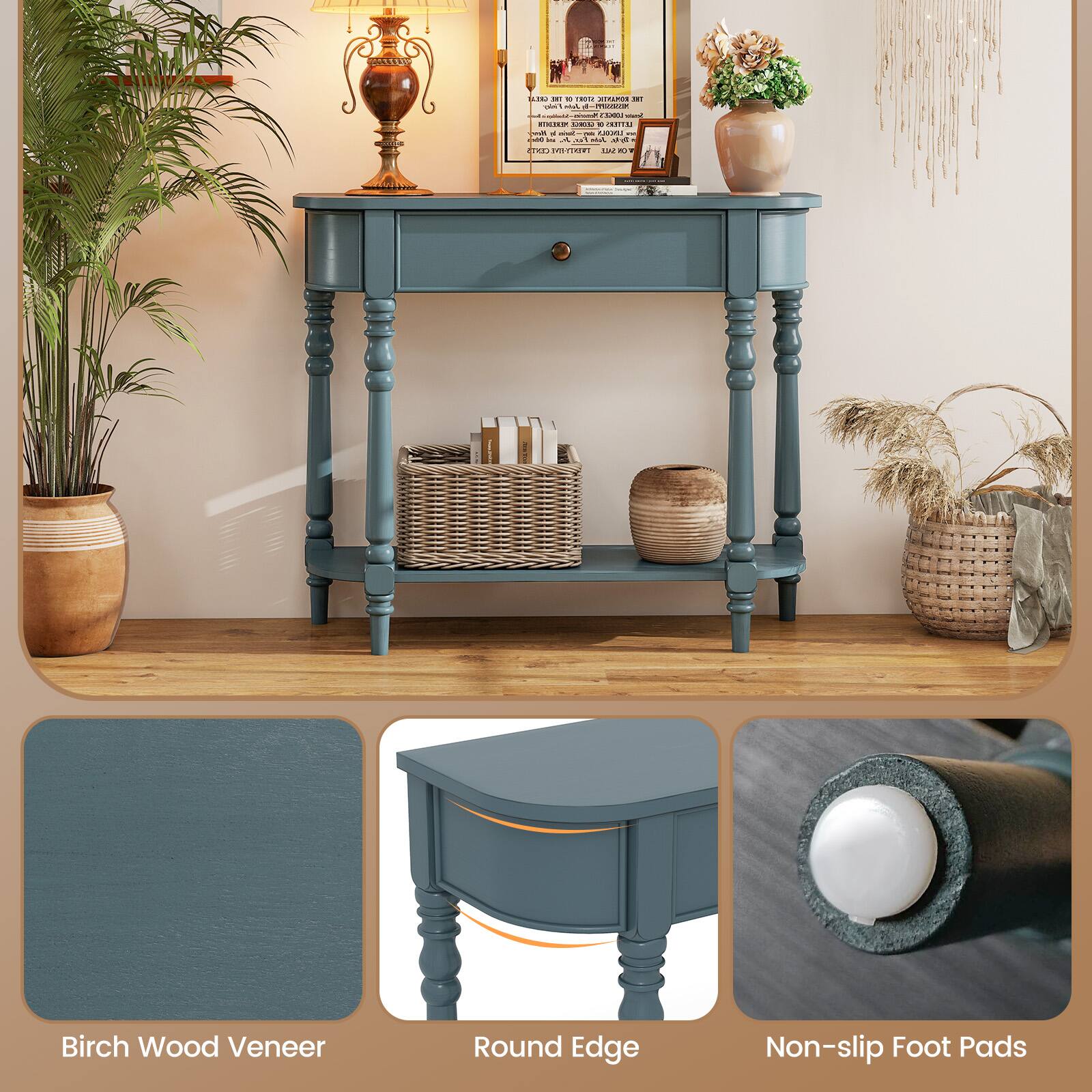 Birch Wood Veneer Round Edge Non-slip Foot Pads