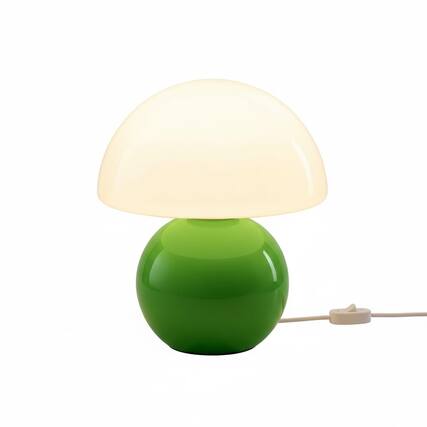 Front. FINEAK - Mushroom Table Lamp - Cute Mini Modern Bedside/Desk Lamp (Green) - Green.