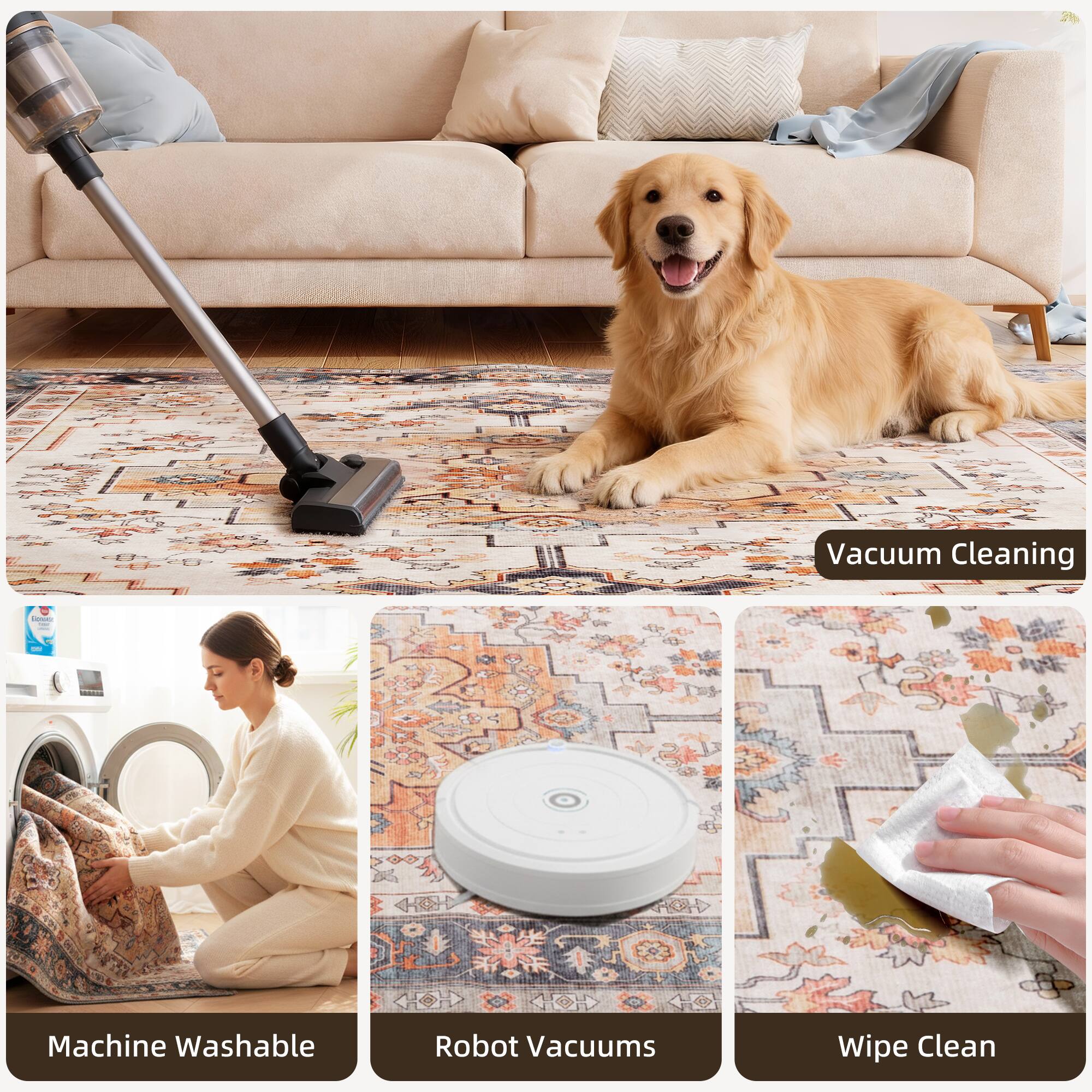 Vacuum Cleaning  
- Machine Washable  
- Robot Vacuums  
- Wipe Clean