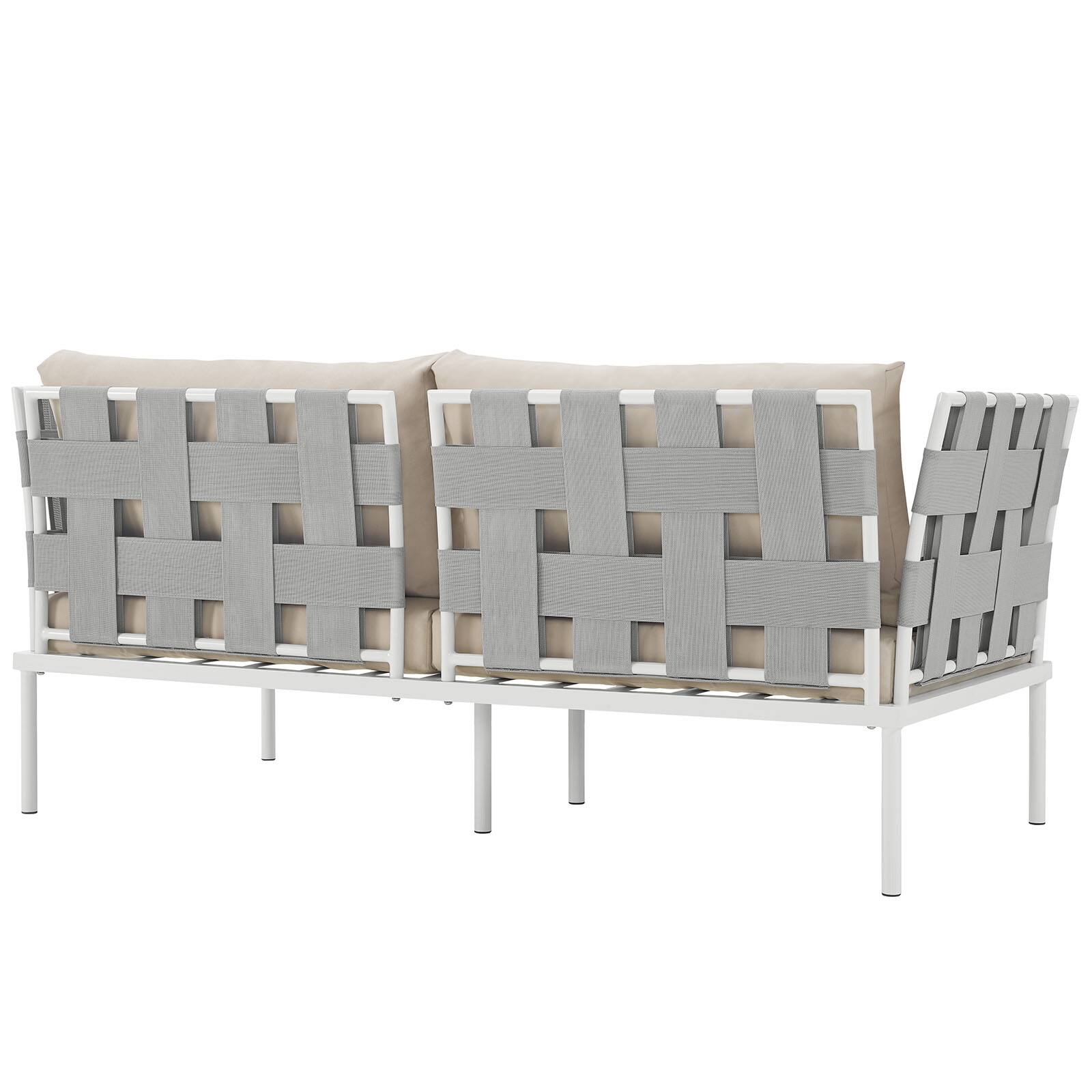 Back. Modway - Harmony Outdoor Patio Aluminum Loveseat by Modway - White Beige.