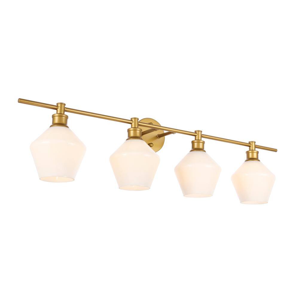 Brass And Frosted White Glass