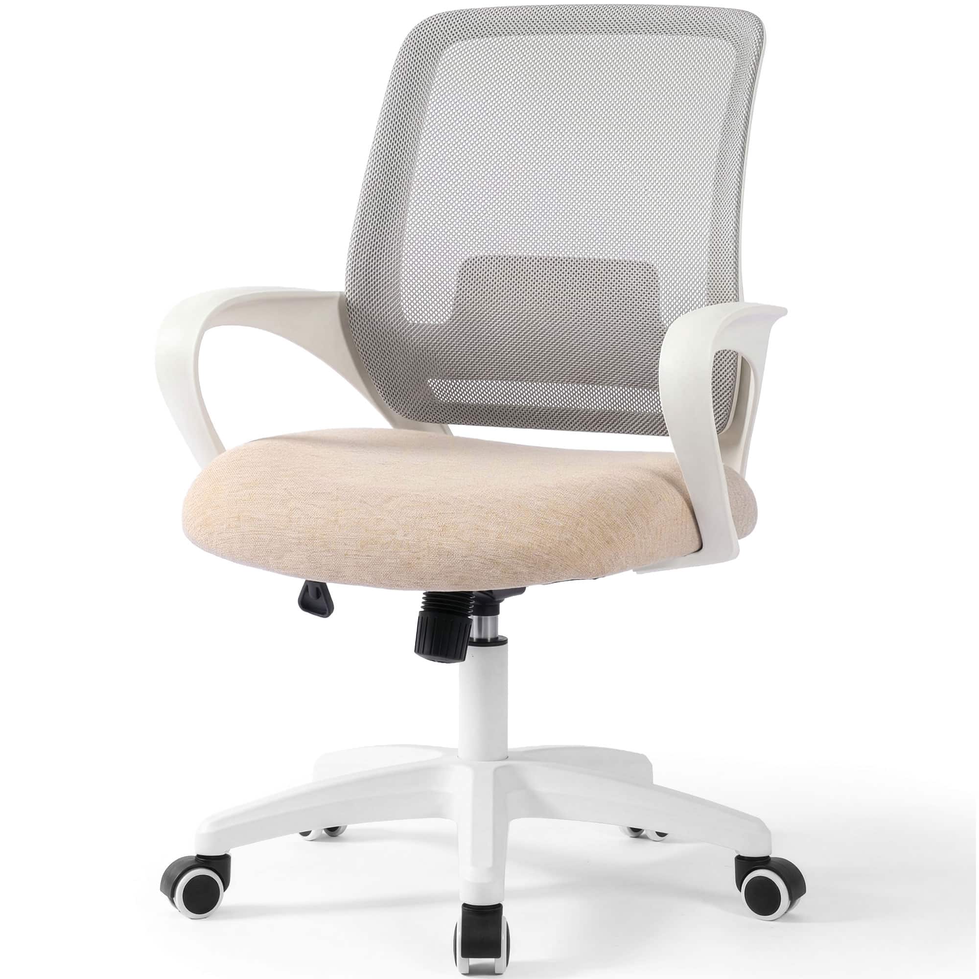 Celtoss - Ergonomic Office Chair, Mesh Desk Chair with Lumbar Support, Mid-Back, Armrests & Swivel Base - Beige