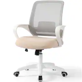 Celtoss - Ergonomic Office Chair, Mesh Desk Chair with Lumbar Support, Mid-Back, Armrests & Swivel Base - Beige
