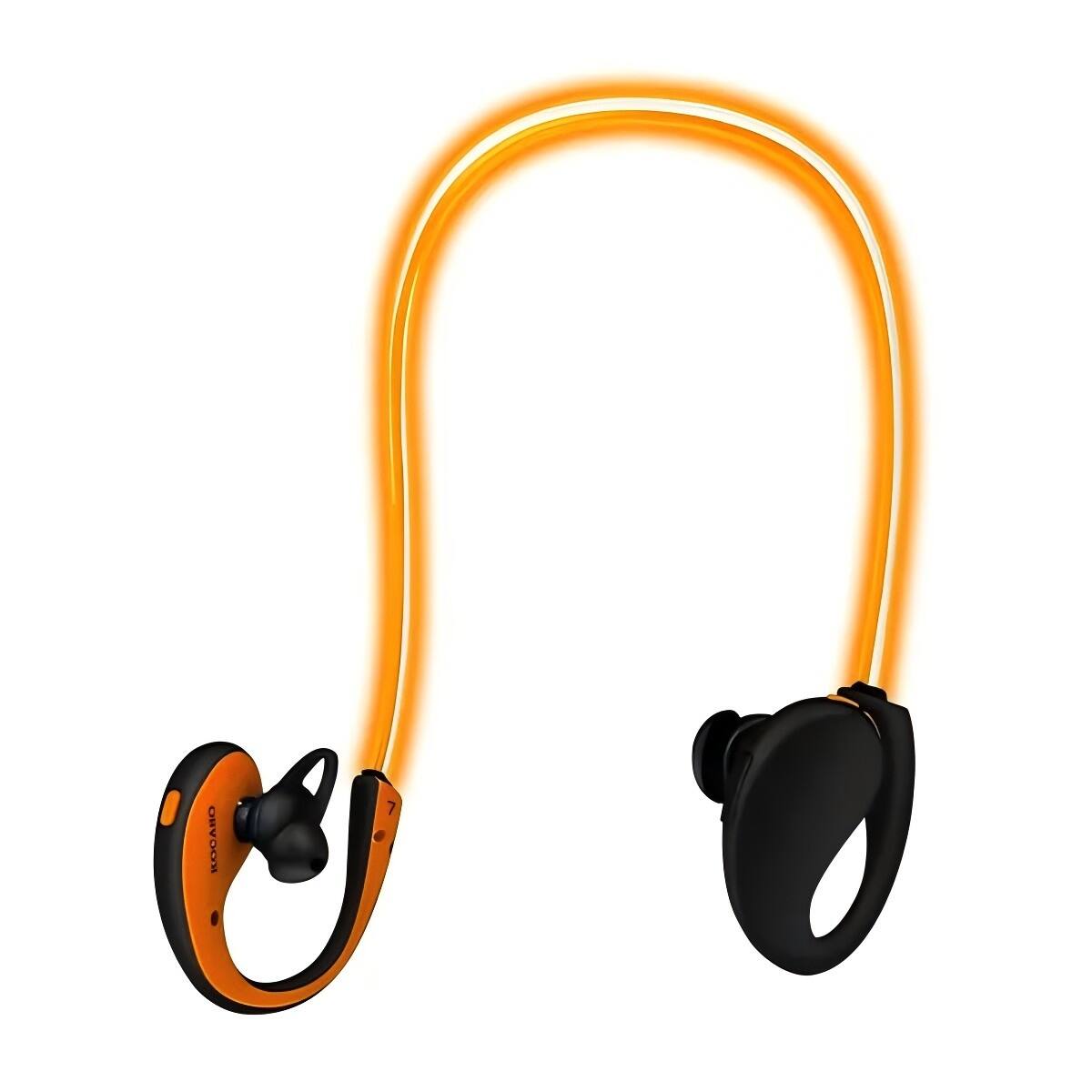 Front. BEARSOLIM - Wireless Neckband Earphones V4.1 HD Stereo Sweat-proof Headphones with LED Light Mic - 8Hrs Work - 1 Pack,in Orange - Orange.