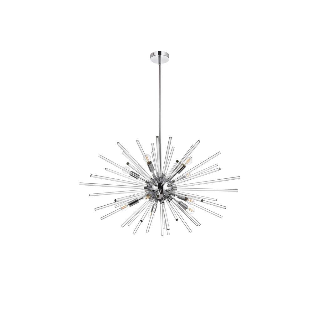 Angle. Elegant Lighting - Sienna 32 inch crystal rod pendant in chrome - Chrome.