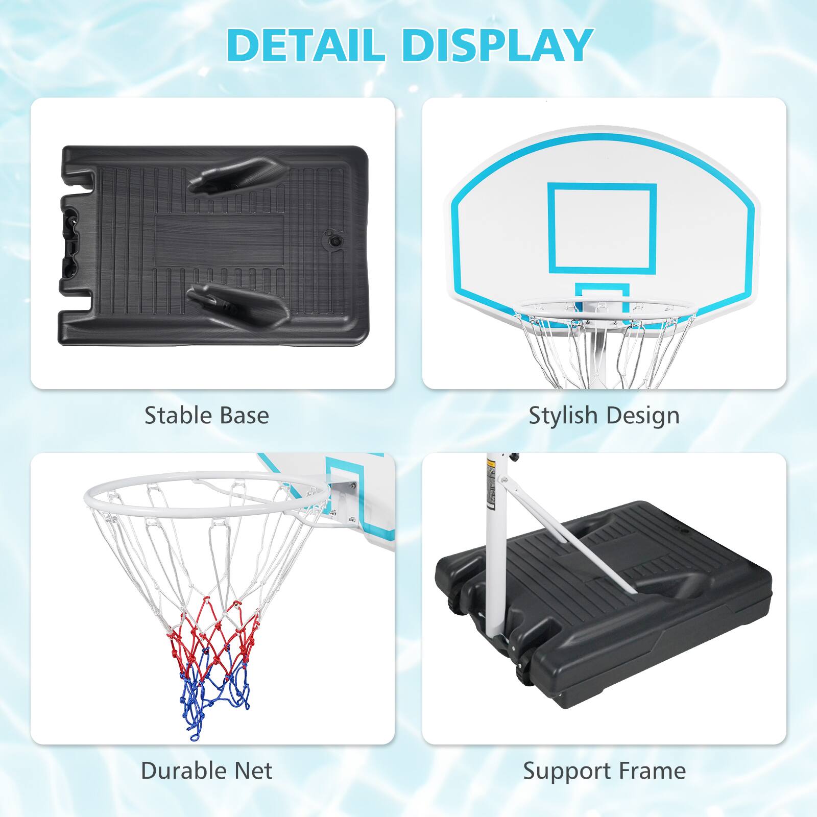DETAIL DISPLAY

- Stable Base
- Stylish Design
- Durable Net
- Support Frame