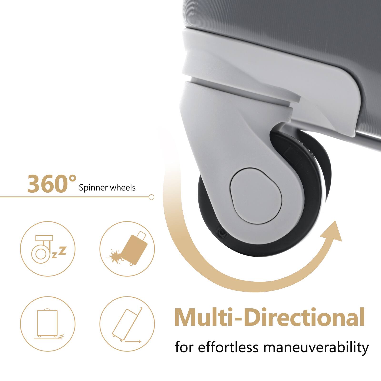 360° Spinner wheels

Multi-Directional for effortless maneuverability
