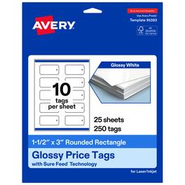 Avery - Rounded Price Tags, 1-1/2" x 3", Glossy 250 Total - White