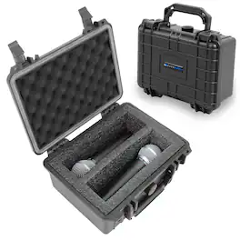 CASEMATIX - Hard Shell Microphone Travel Case Fits Two Shure SM58 and Other Handheld Vocal Microphones – Dual Mic Carrying Case