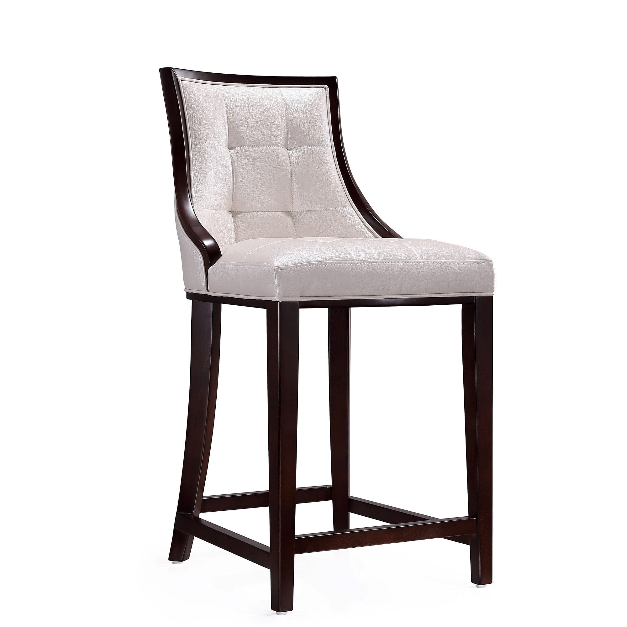 Manhattan Comfort - Fifth Avenue Traditional Wood Upholstered Counter Stool - Pearl White