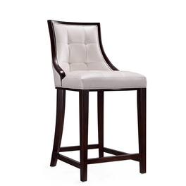 Manhattan Comfort - Fifth Avenue Traditional Wood Upholstered Counter Stool - Pearl White